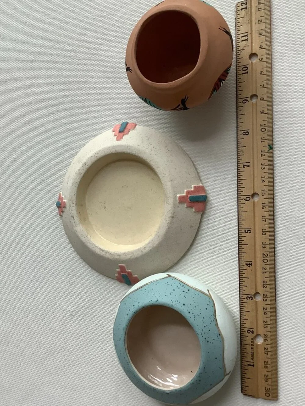 Collection of small Southwest Candle holders Clay Ceramic